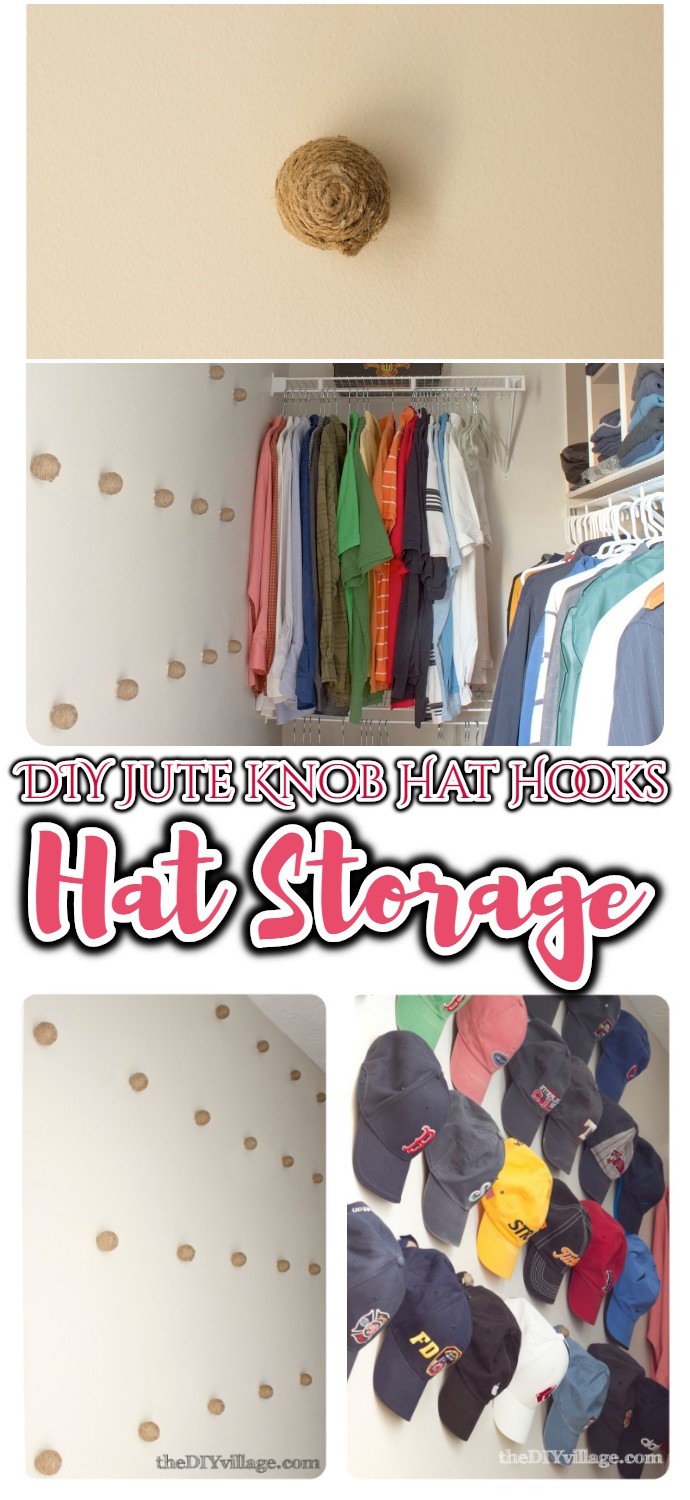 DIY Jute Knob Hat Hooks Hat Storage
