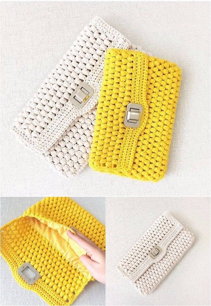 Free Crochet Puff Clutch