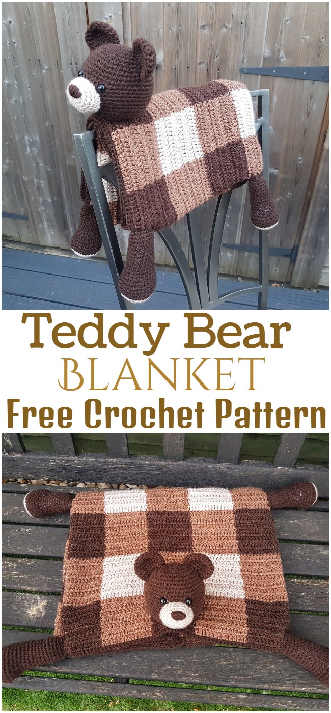 Crochet Teddy Bear Folding Blanket Pattern