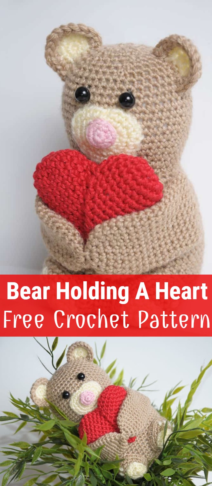 Crochet Teddy Bear Holding A Heart