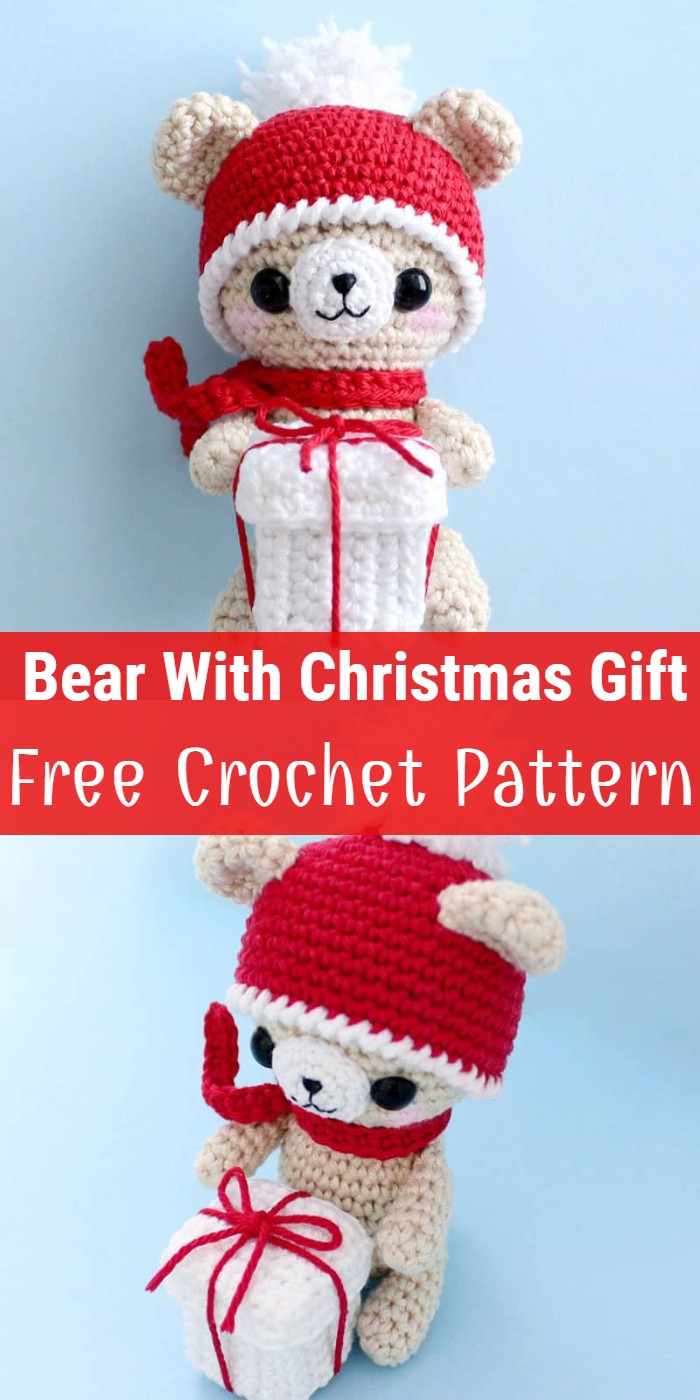 Crochet Teddy Bear With Christmas Gift
