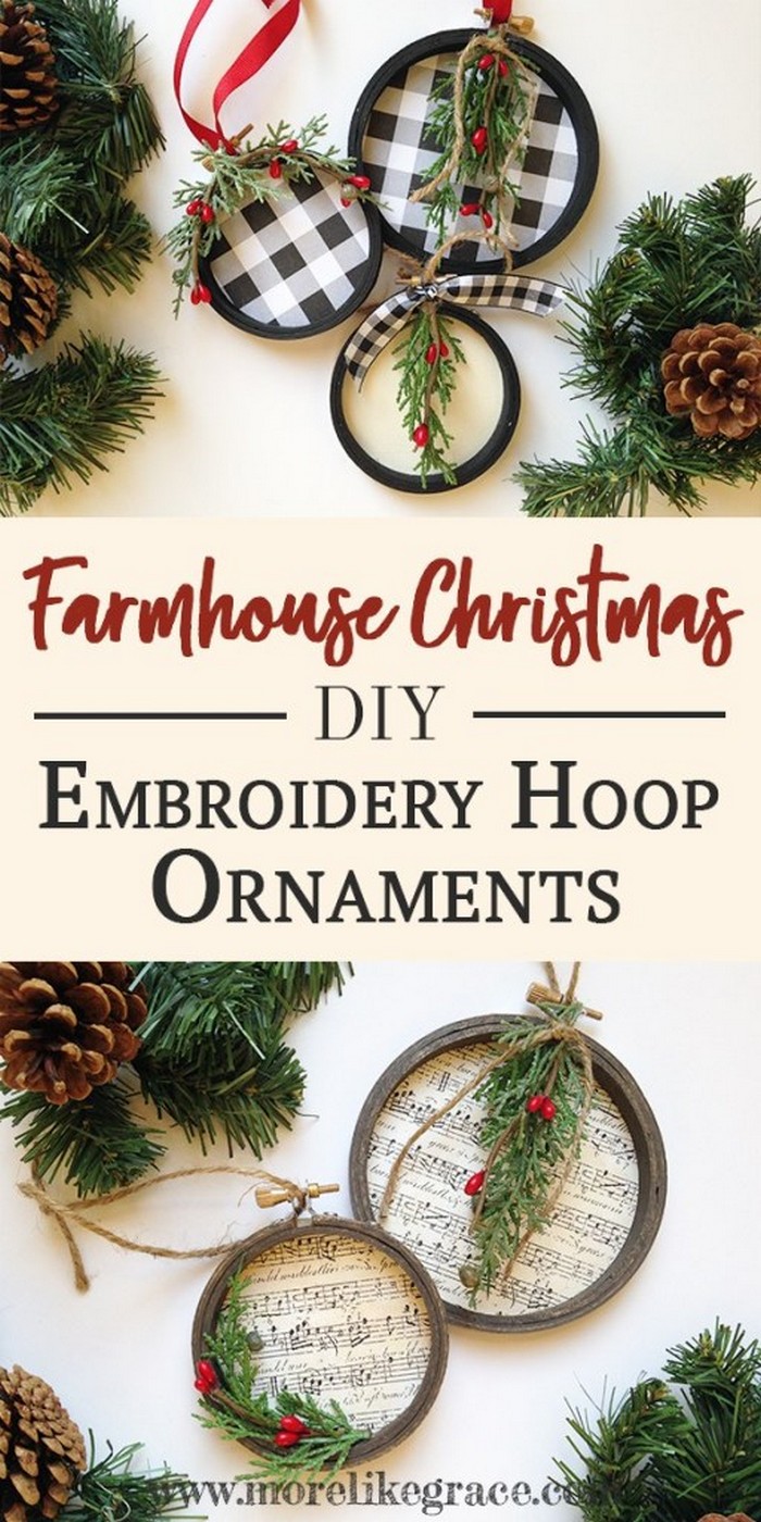 DIY Embroidery Hoop Christmas Ornaments