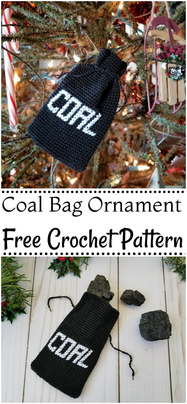 Free Crochet Coal Bag Ornament Pattern