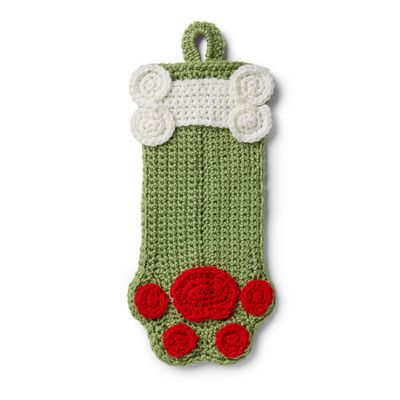 Free Crochet Dog Paws Christmas Stocking Pattern