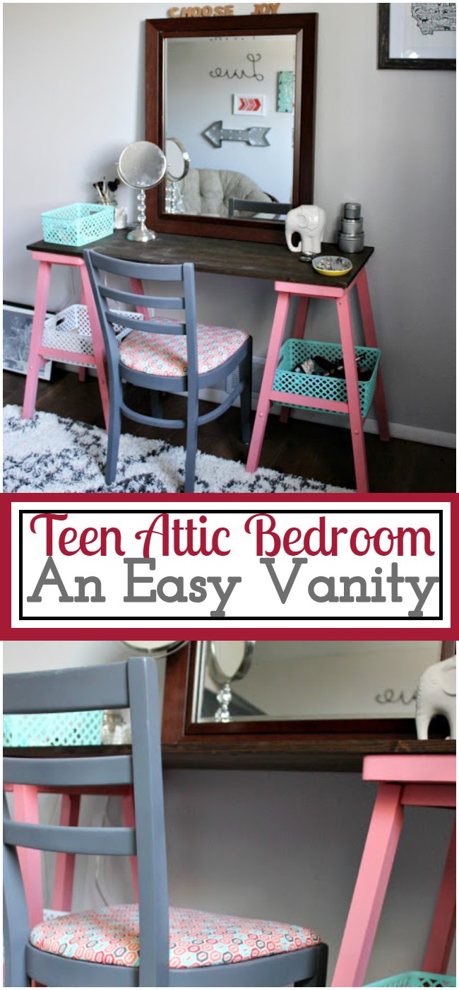 Teen Attic Bedroom + An Easy Vanity
