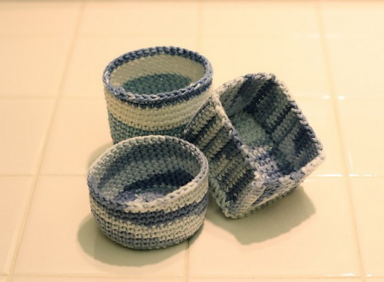 Free Crochet Vanity Basket Pattern Trio