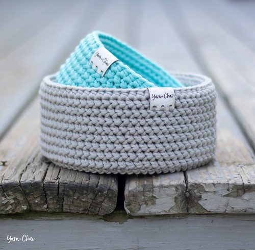 Herringbone Round Crochet Basket Pattern