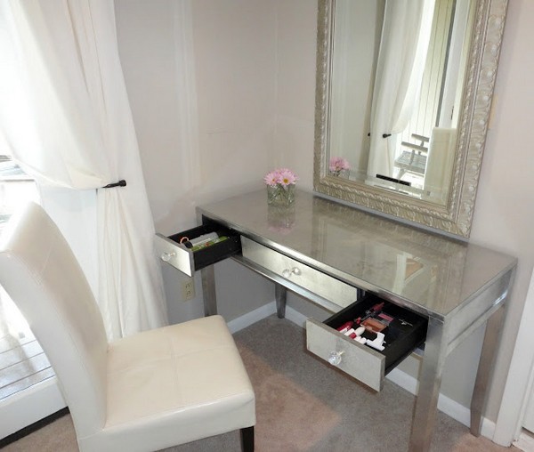 DIY Silver Makeup Vanity Table