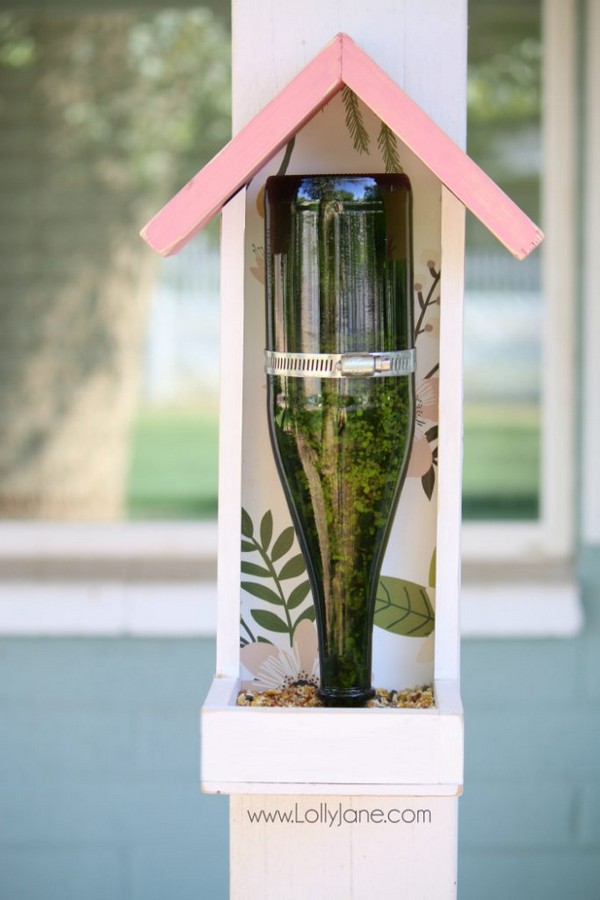 DIY Glass Bottle Bird Feeder Plan