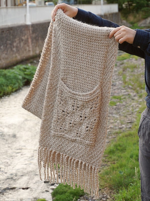 Crochet Pinecones Pocket Shawl