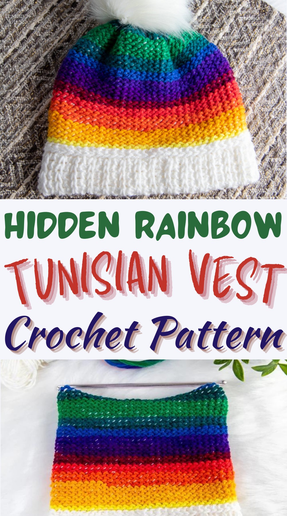 Hidden Rainbow Reversible Hat Crochet Pattern