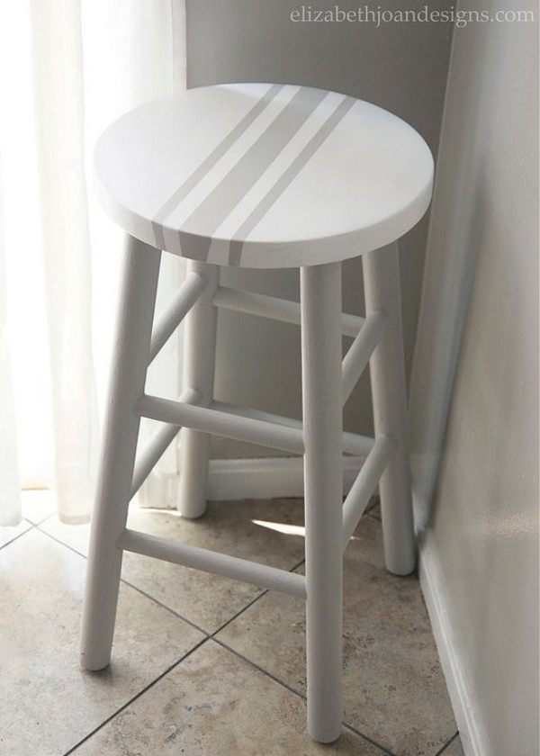 Painted Grain Sack Stripe Bar Stool