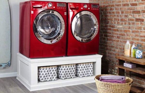 Solid Wood Laundry Pedestal with Storage