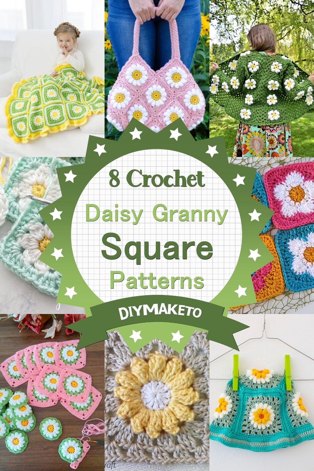 8 Crochet Daisy Granny Square Pattern