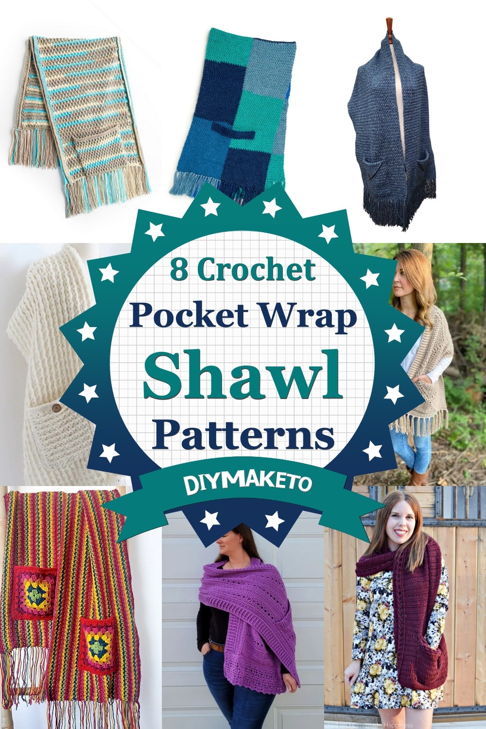 8 Free Crochet Pocket Wrap Shawl Patterns