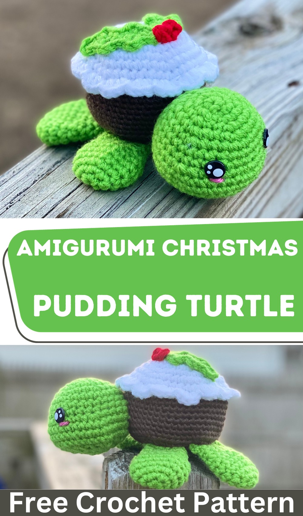 Crochet Amigurumi Christmas Pudding Turtle