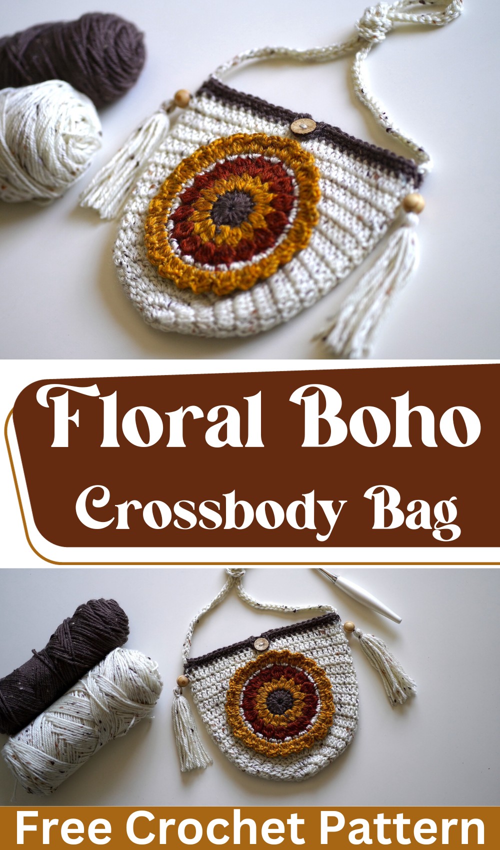 Crochet Floral Boho Crossbody Bag