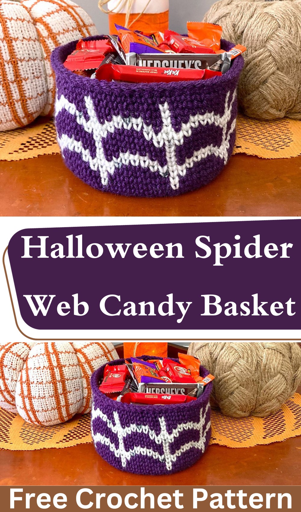 Crochet Halloween Spider Web Candy Basket