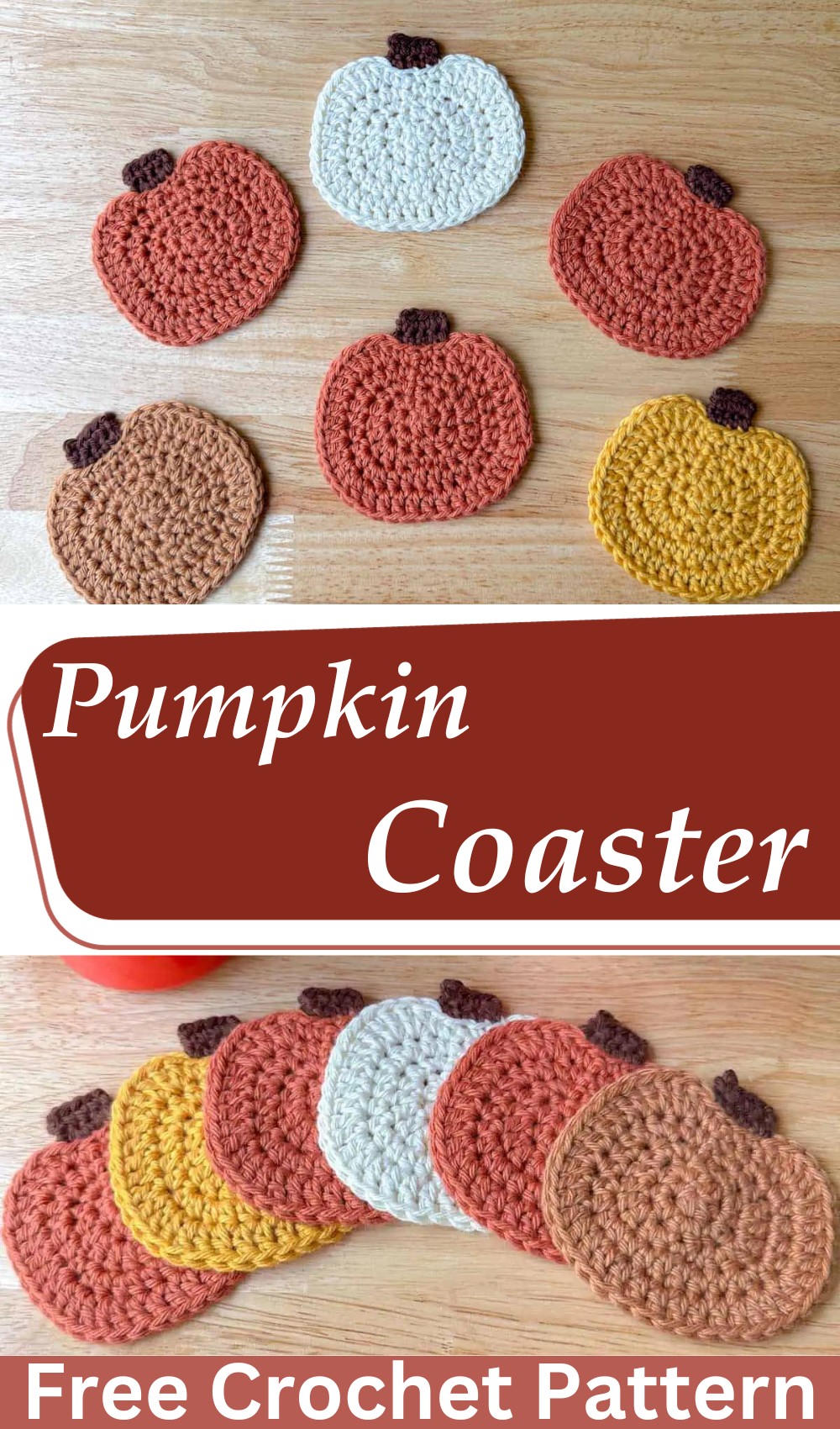 Crochet Pumpkin Coasters For Autumn Decor