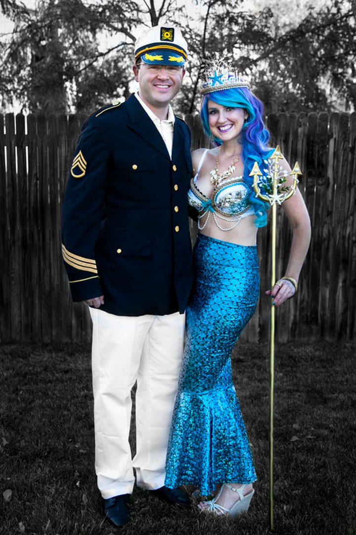 Easy DIY Mermaid And Sailor Couple Costume