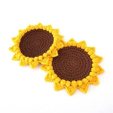 Free Crochet Sunflower Coaster Patterns
